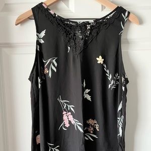 LC LAUREN CONRAD Black Print Blouse